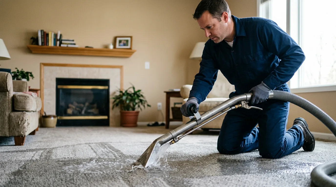 Water damage restoration technician working near Russellville, KY